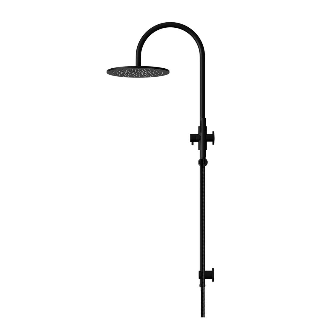 Meir Round Gooseneck Shower Set with 300mm Rose, Single-Function Hand Shower Matte Black
