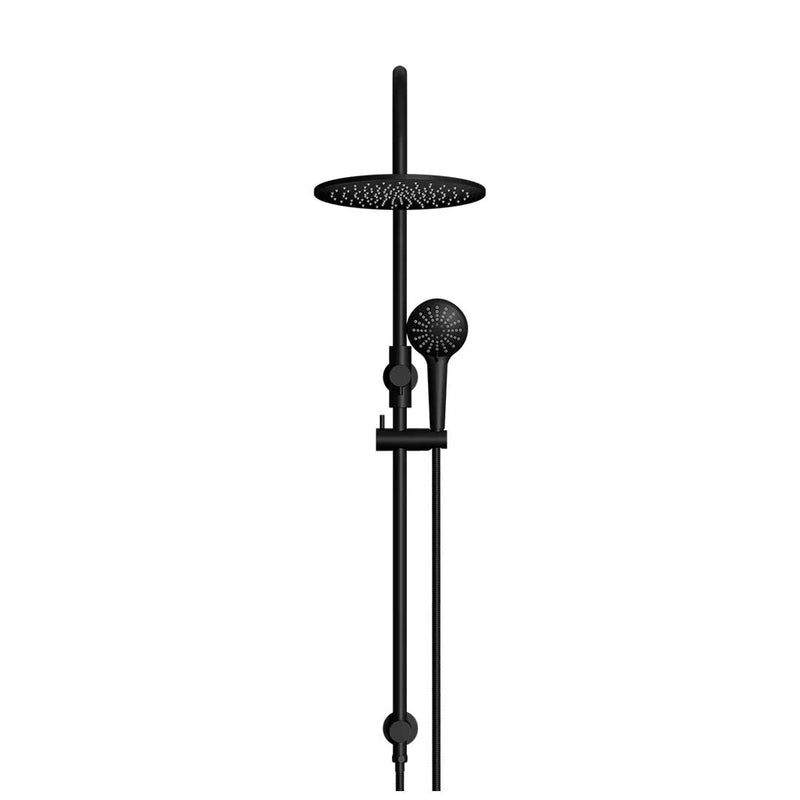 Meir Round Gooseneck Shower Set with 300mm Rose, Three-Function Hand Shower Matte Black