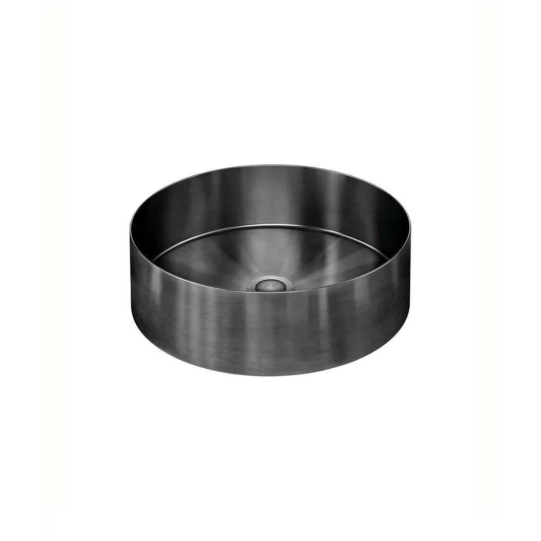 Meir Round Stainless Steel Bathroom Basin 380mm x 110mm PVD Shadow