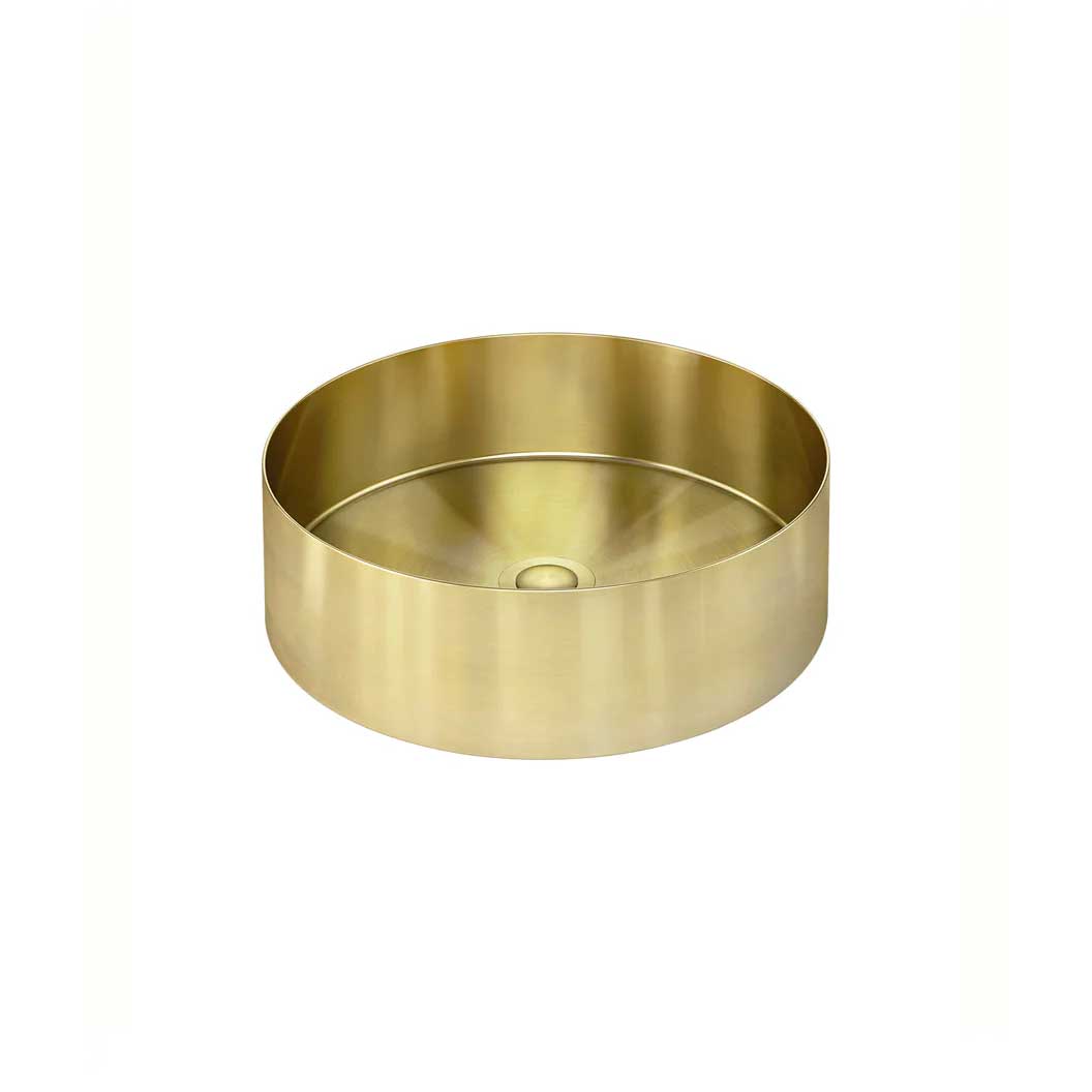 Meir Round Stainless Steel Bathroom Basin 380mm x 110mm PVD Tiger Bronze