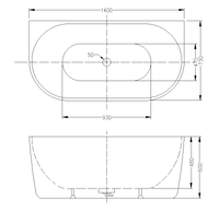 Ovia 1400mm Back-to-Wall Bath Tub