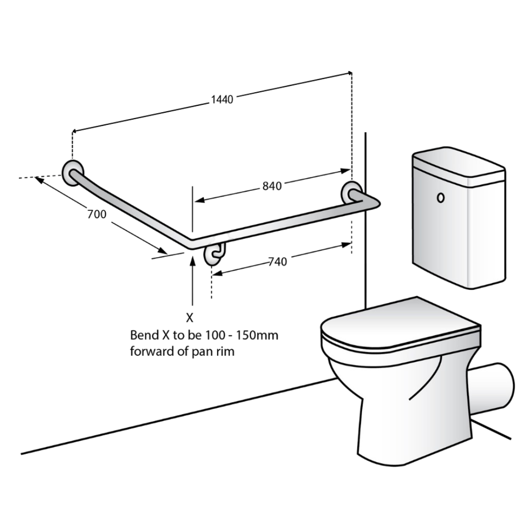 Metlam 30° Flush Mount Side Wall RH Grab Rail - product image 2