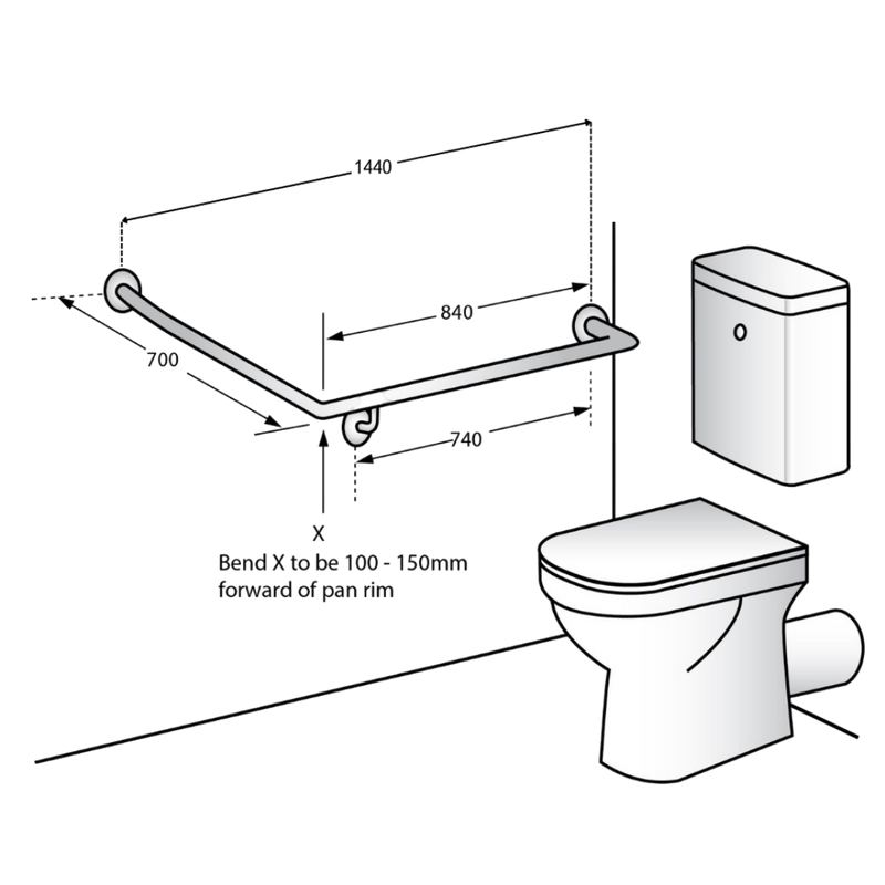 Metlam 30° Flush Mount Side Wall RH Grab Rail - product image 2