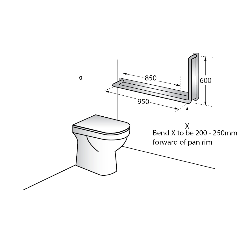 Metlam Ligature Resistant 90° Grab Rail Left-Hand - product image 2