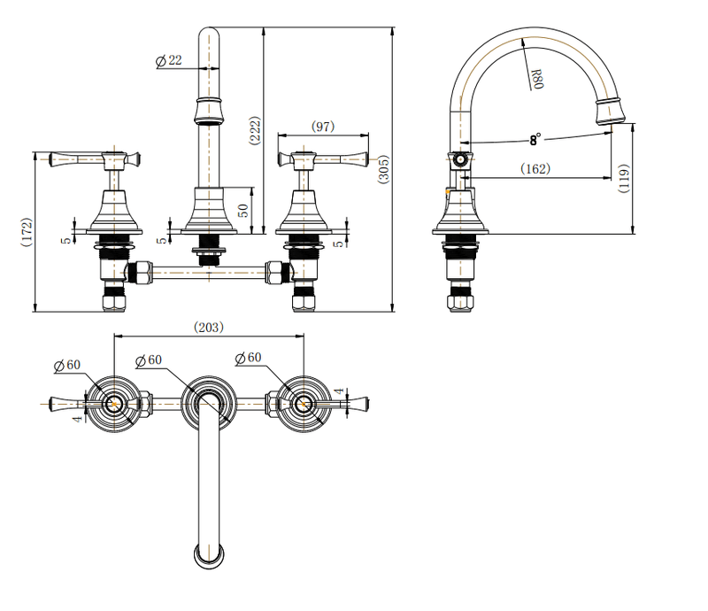 Modern National Montpellier Basin Set Brushed Bronze