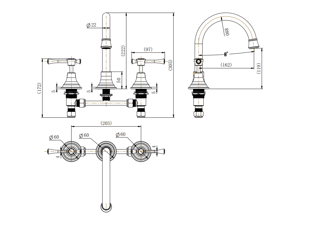 Modern National Montpellier Basin Set Chrome