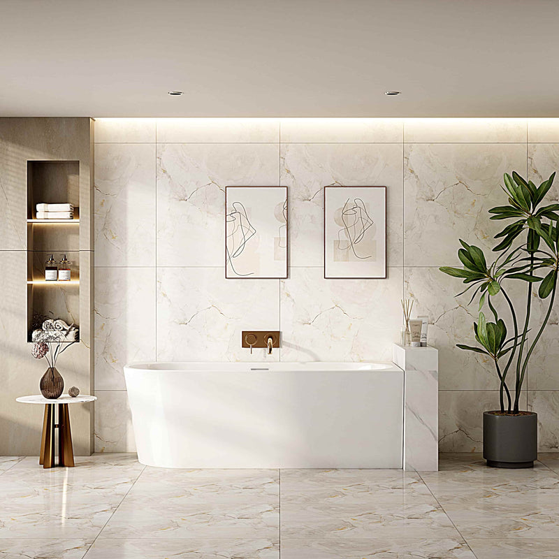 Ovia Nova 1500mm Right Hand Corner Bath Tub Gloss White
