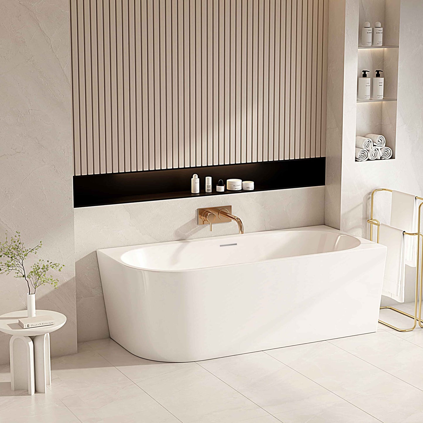 Ovia Nova 1500mm Right Hand Corner Bath Tub Gloss White