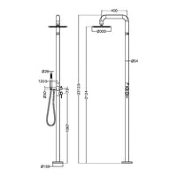 Nero Zen SS316L Outdoor Freestanding Shower Column - Brushed Gold
