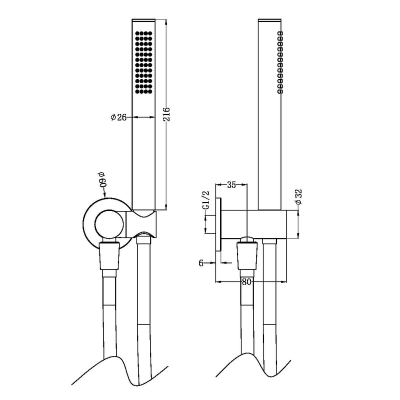 Nero Zen SS316L Shower on Bracket Graphite