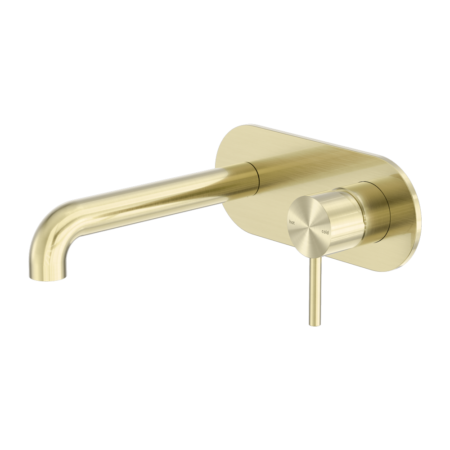 Nero Zen SS316L 185mm Wall Basin/Bath Mixer Spout Brushed Gold