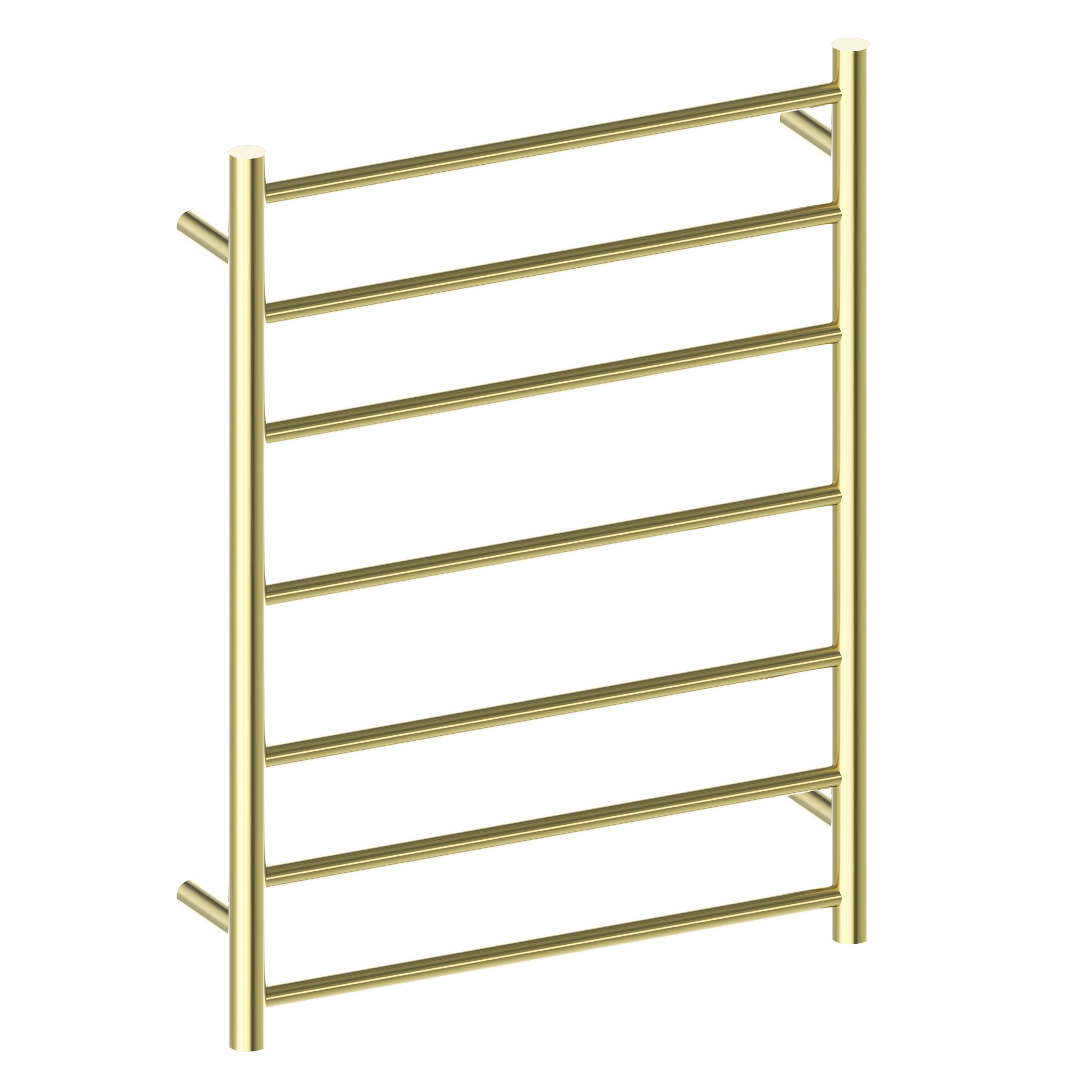Nero 7 Bar Round Heated Towel Ladder Brushed Gold