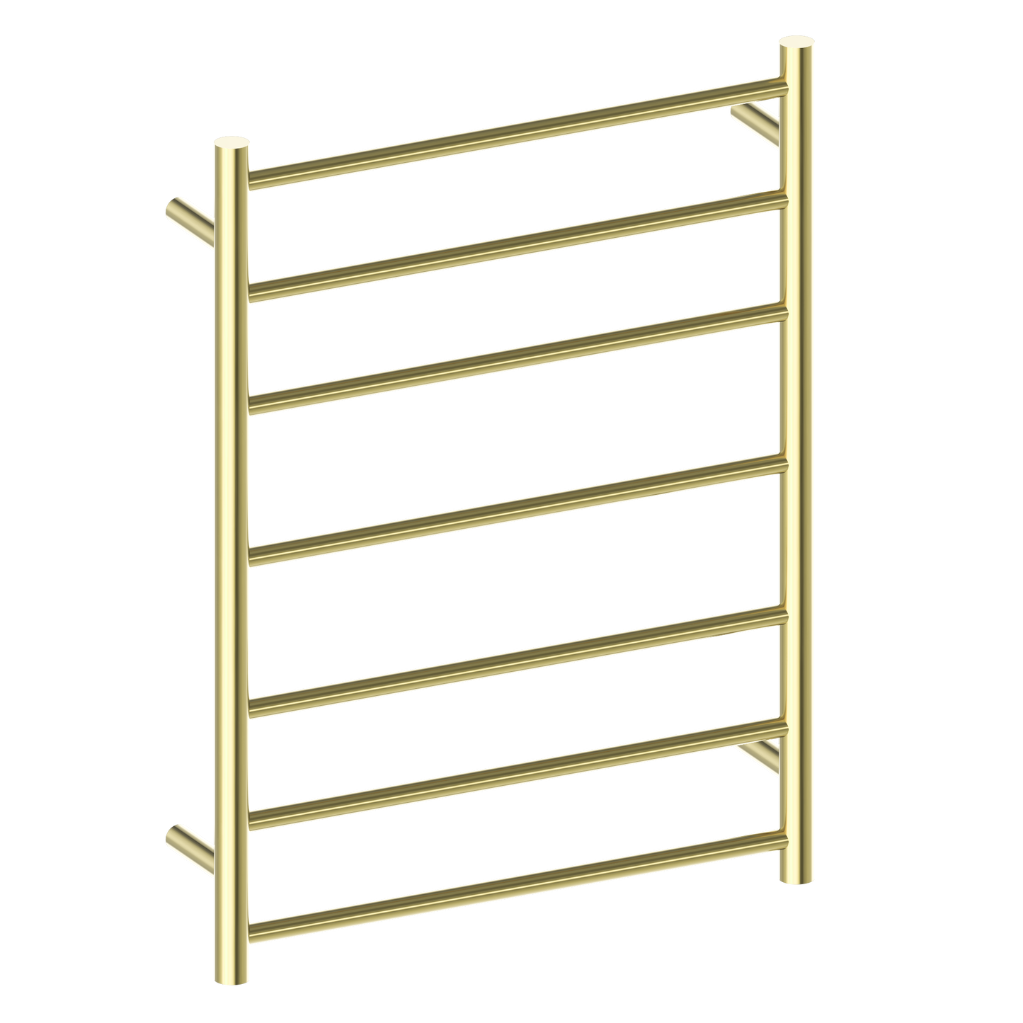 Nero 7 Bar Round Heated Towel Ladder Brushed Gold