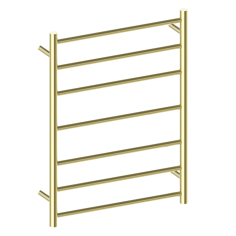 Nero 7 Bar Round Heated Towel Ladder Brushed Gold