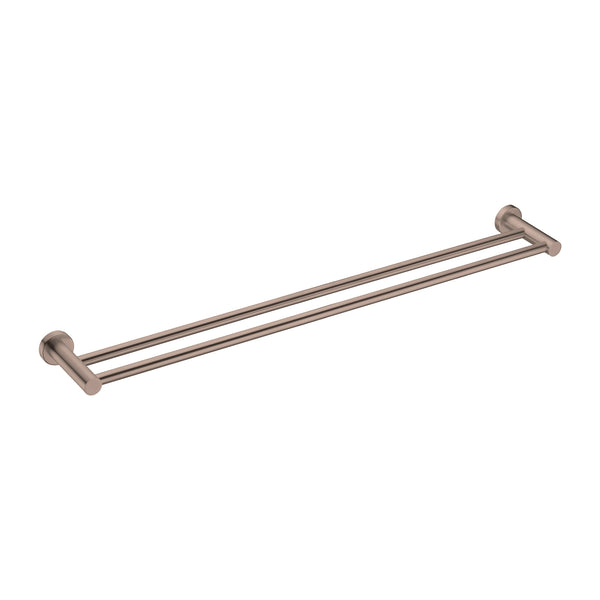 Nero Mecca Double Towel Rail 800mm Brushed Bronze