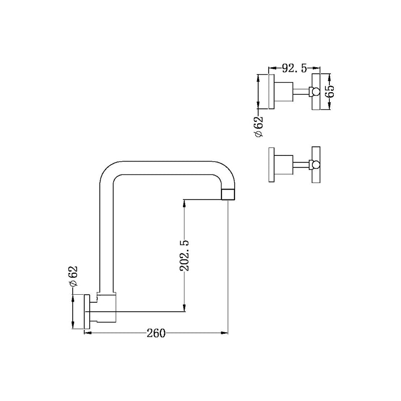 Nero X Plus Wall Kitchen Set Swivel Spout Matte Black