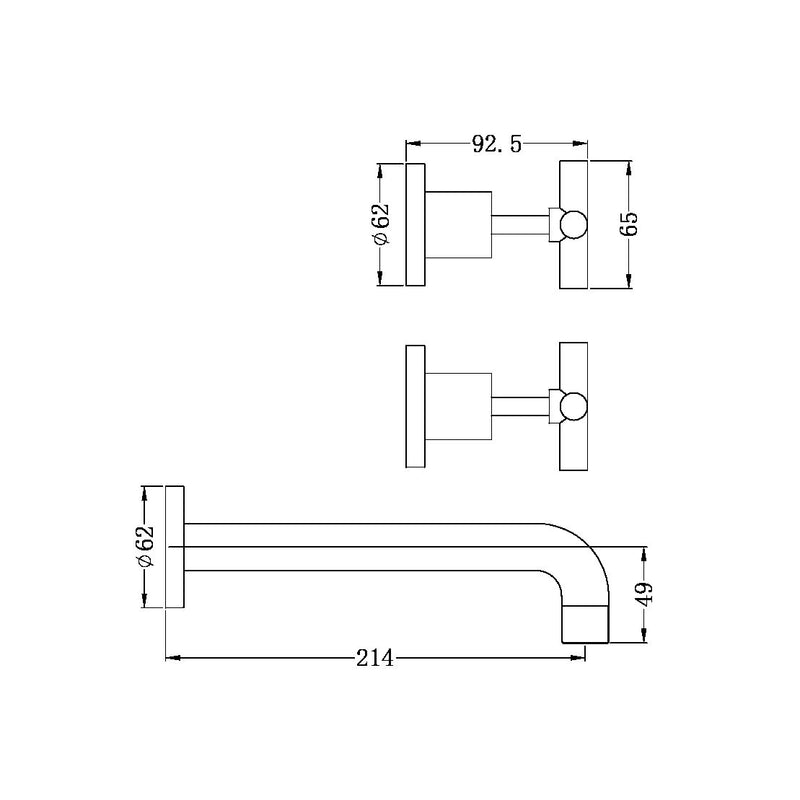 Nero X Plus Wall Basin Set 215mm Spout Matte Black