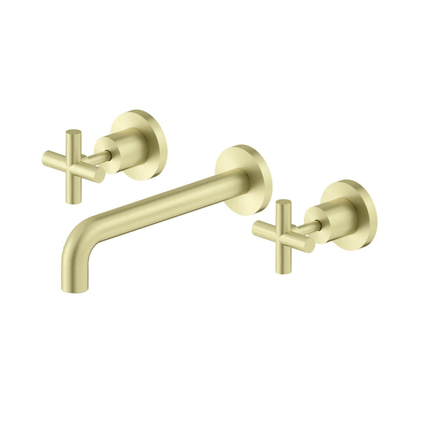Nero X Plus Wall Basin Set 215mm Spout Brushed Gold
