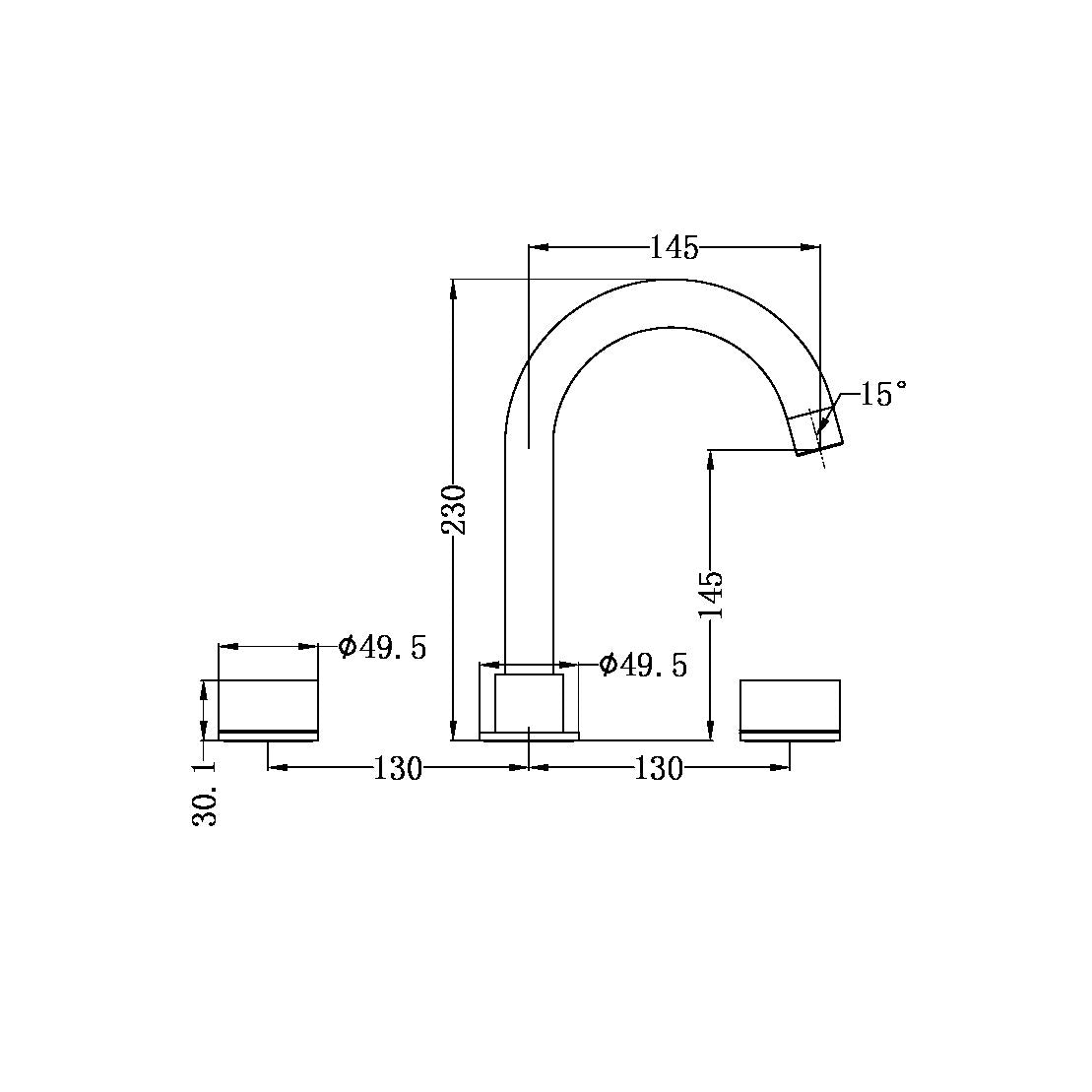 Nero Kara Basin Set 3 Piece Gunmetal Grey