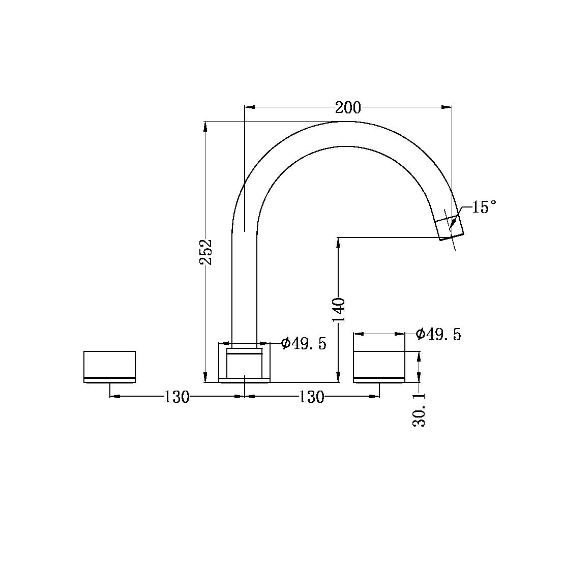 Nero Kara Bath Set 3 Piece Brushed Gold