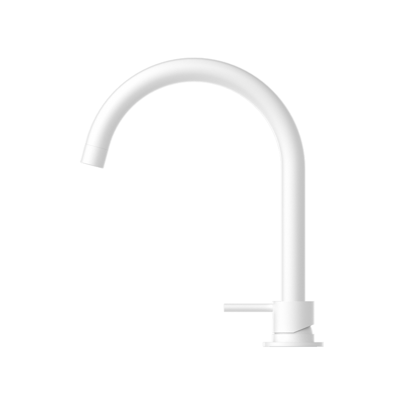 Nero Mecca Hob Basin Mixer Round Spout Matte White