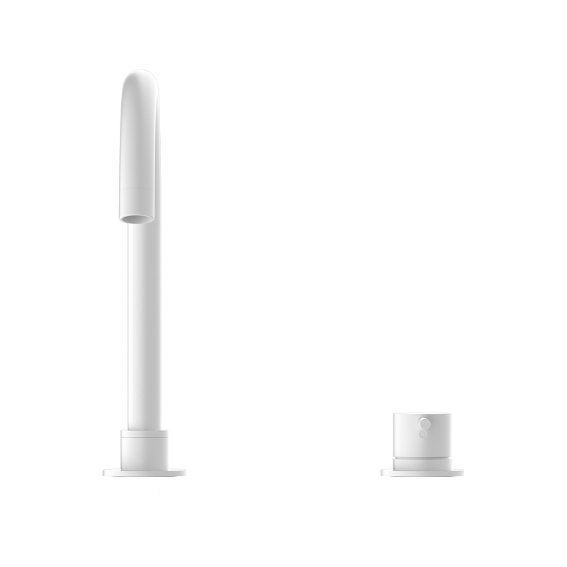 Nero Mecca Hob Basin Mixer Round Spout Matte White