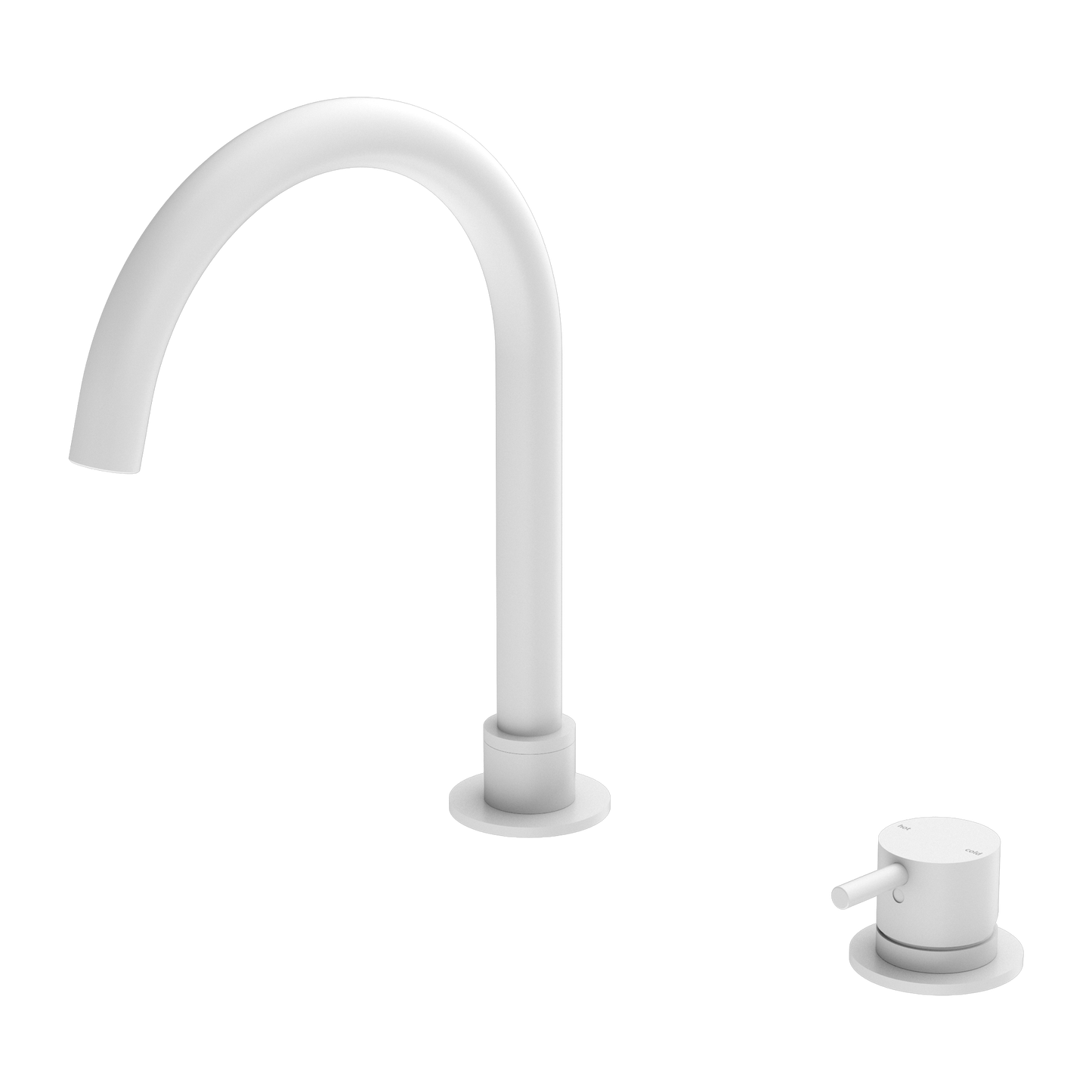Nero Mecca Hob Basin Mixer Round Spout Matte White