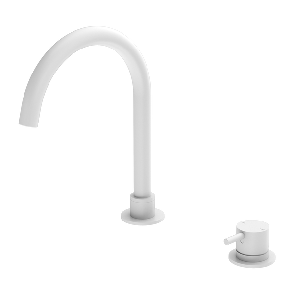 Nero Mecca Hob Basin Mixer Round Spout Matte White