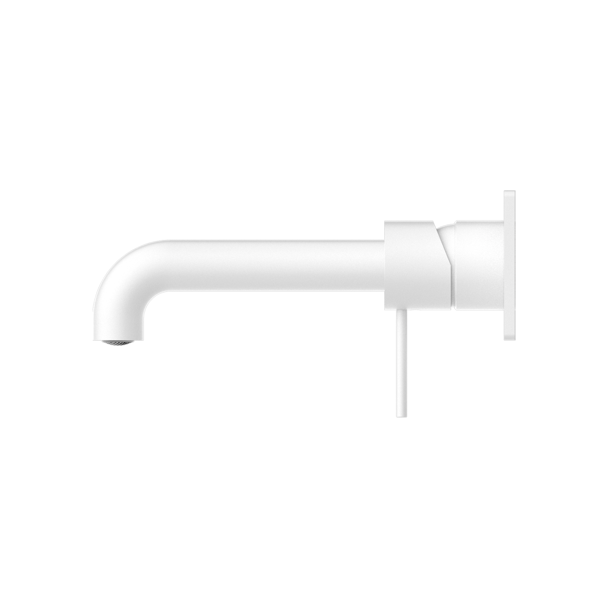 Nero Mecca Wall Basin Mixer with Back Plate 185mm Spout Handle Down Matte White