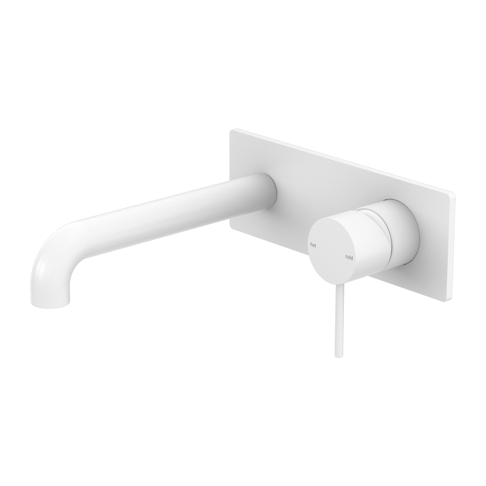 Nero Mecca Wall Basin Mixer with Back Plate 185mm Spout Handle Down Matte White