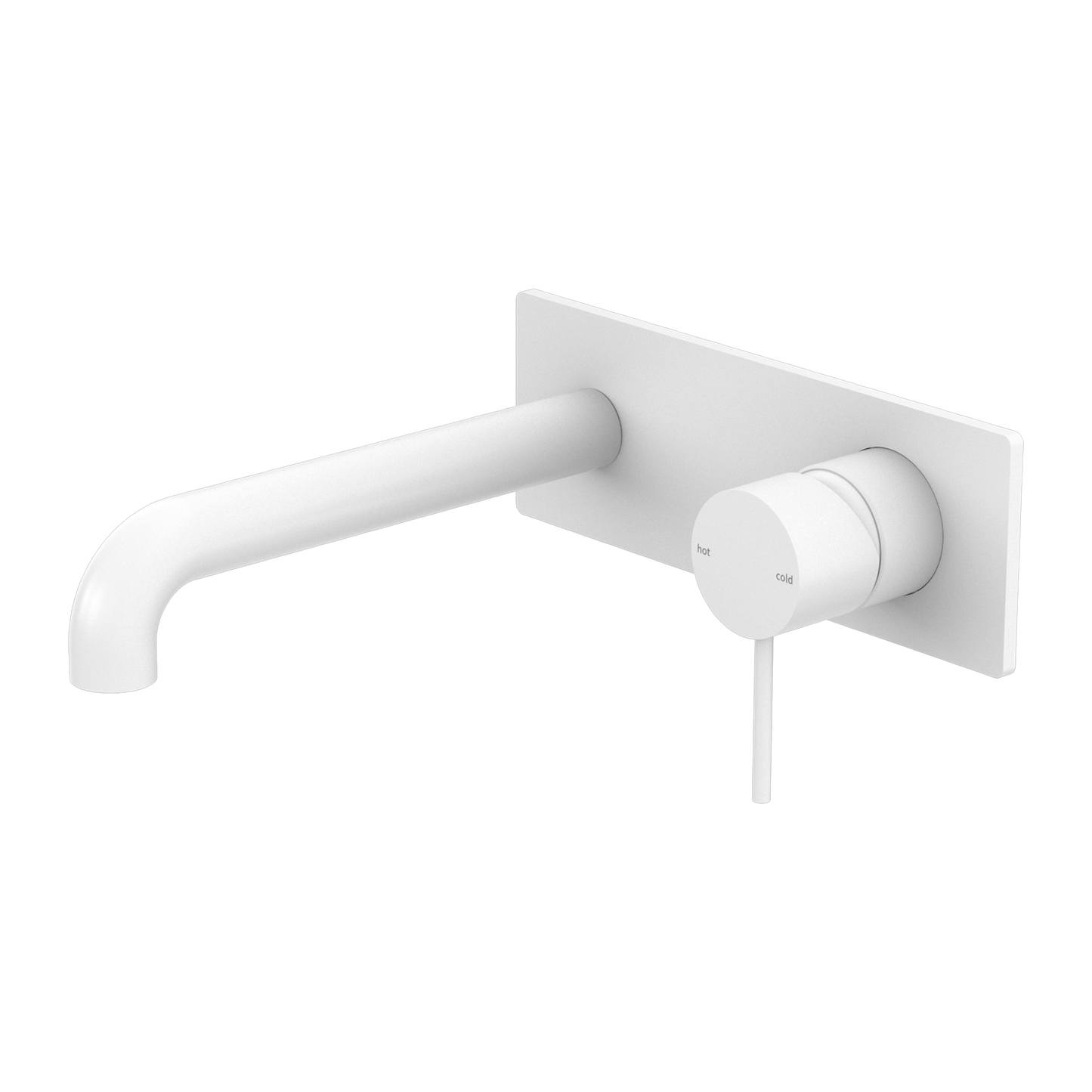 Nero Mecca Wall Basin Mixer with Back Plate 185mm Spout Handle Down Matte White