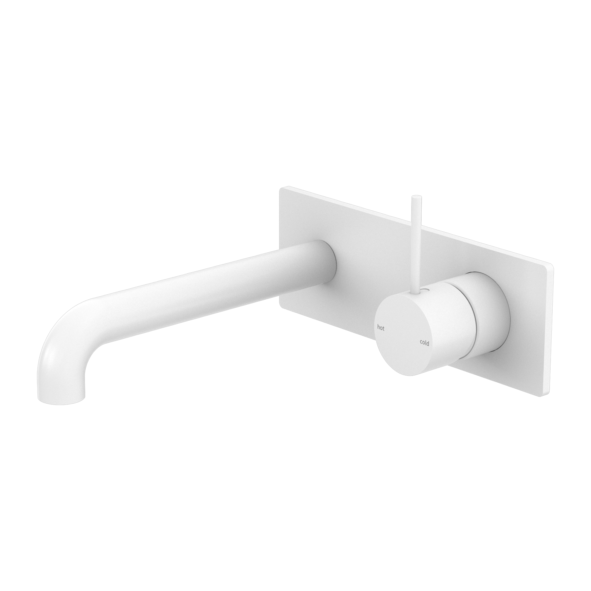 Nero Mecca Wall Basin Mixer with Back Plate 185mm Spout Handle Up Matte White