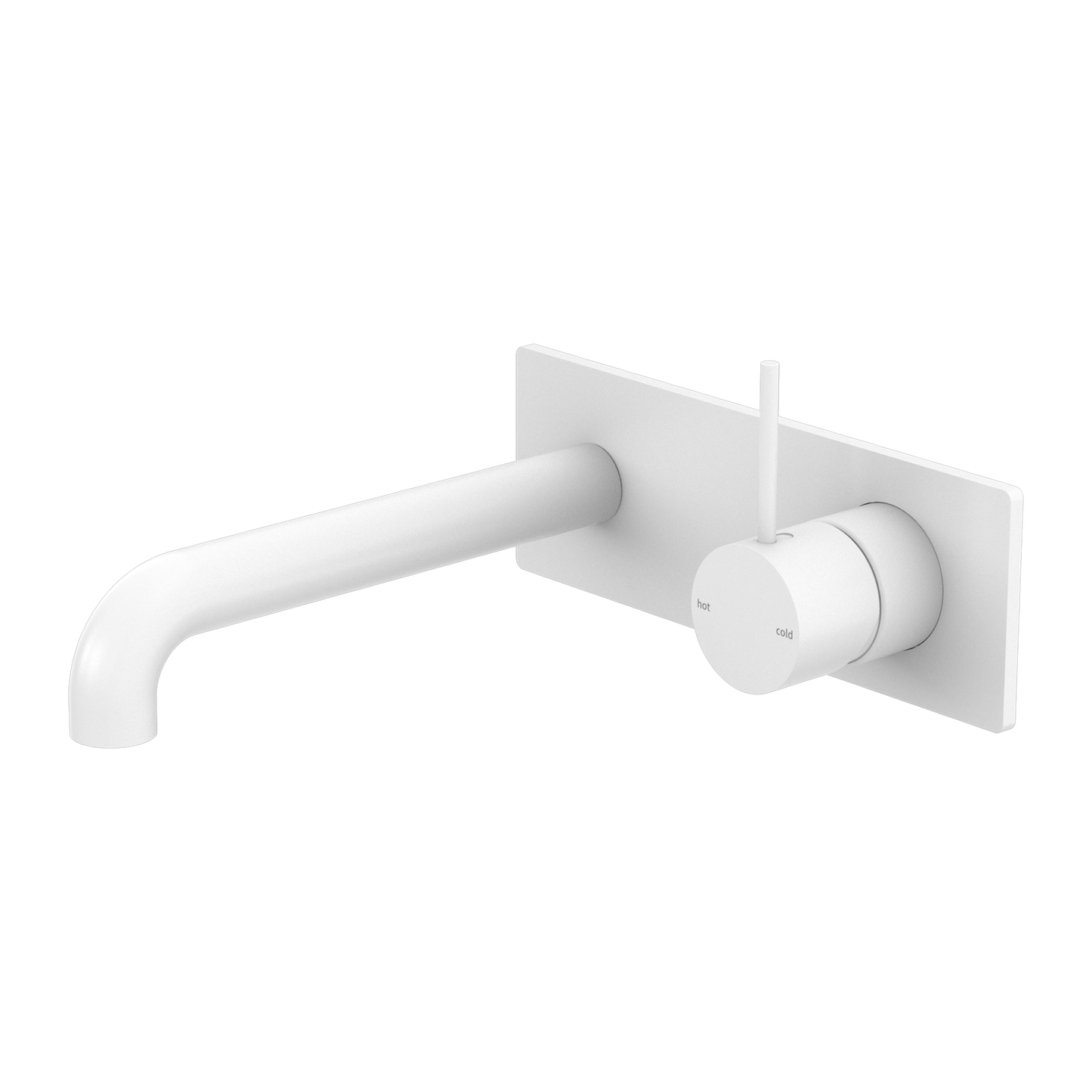 Nero Mecca Wall Basin Mixer with Back Plate 185mm Spout Handle Up Matte White