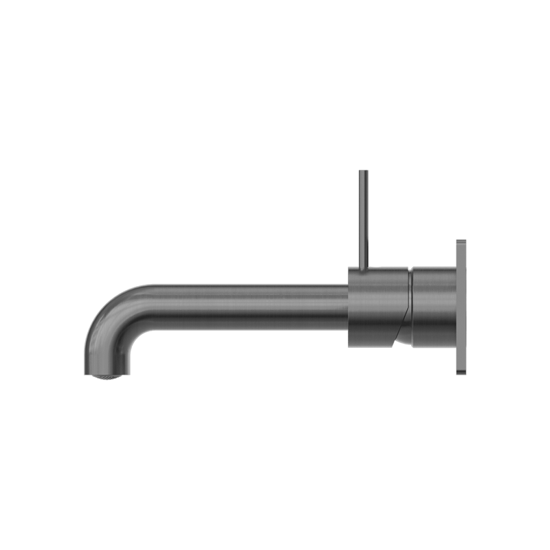 Nero Mecca Wall Basin Mixer Handle Up 185mm Spout Gun Metal