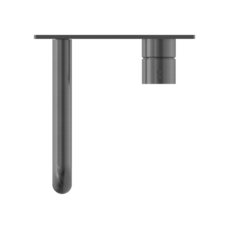 Nero Mecca Wall Basin Mixer Handle Up 185mm Spout Gun Metal