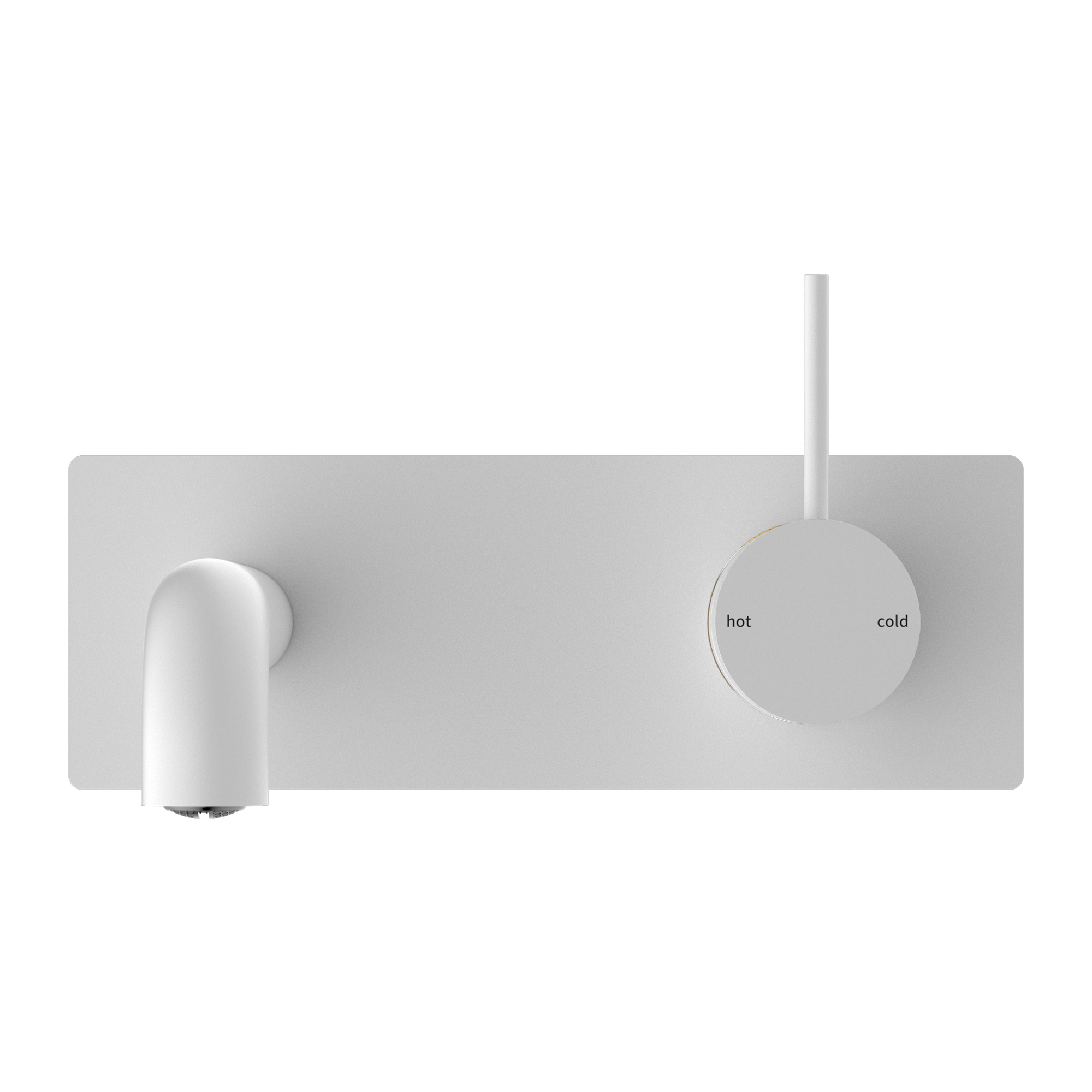 Nero Mecca Wall Basin Mixer with Back Plate 185mm Spout Handle Up Matte White