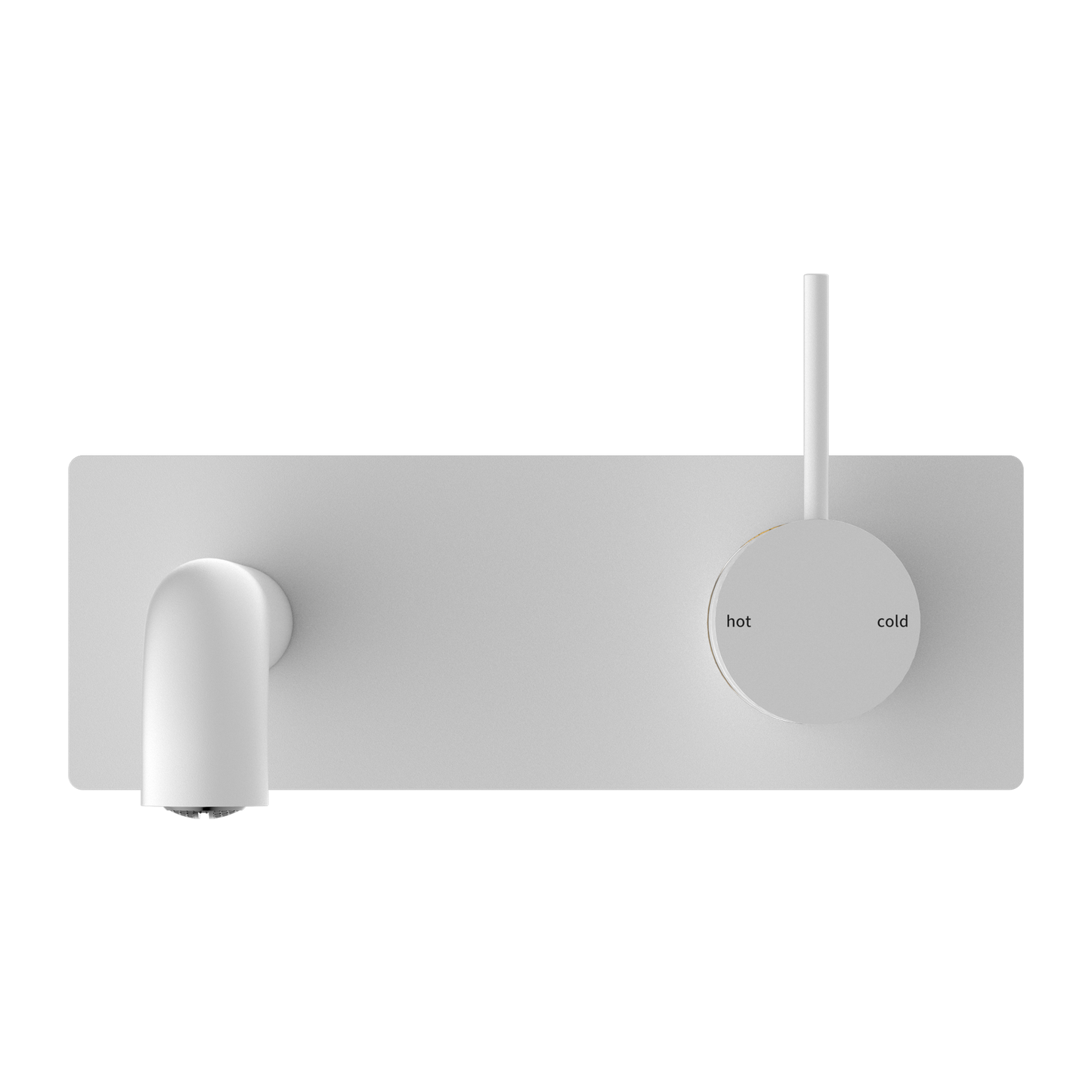Nero Mecca Wall Basin Mixer with Back Plate 185mm Spout Handle Up Matte White