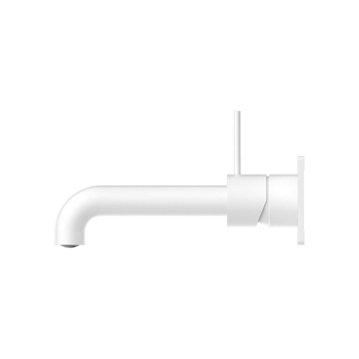 Nero Mecca Wall Basin Mixer with Back Plate 185mm Spout Handle Up Matte White