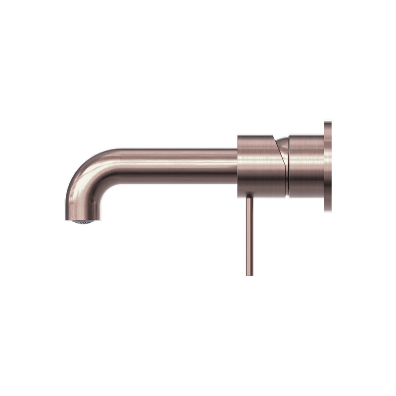 Nero Mecca Wall Basin Mixer Separate Back Plate 185mm Spout Handle Down Brushed Bronze