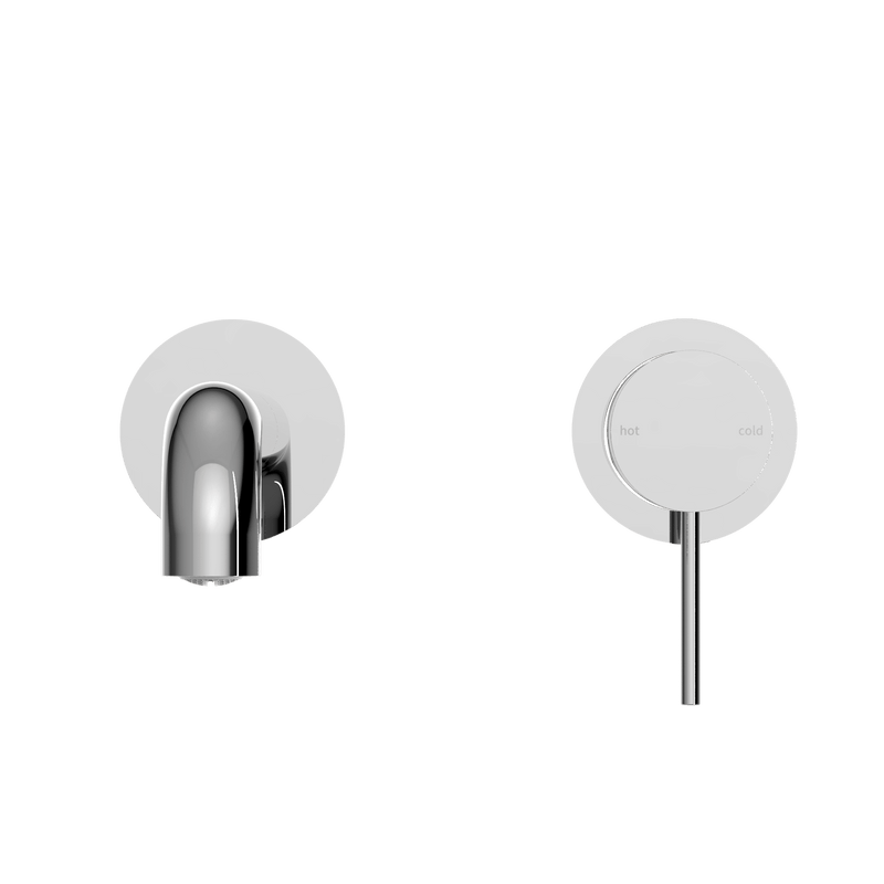 Nero Mecca Wall Basin Mixer Separate Back Plate 185mm Spout Handle Down Chrome