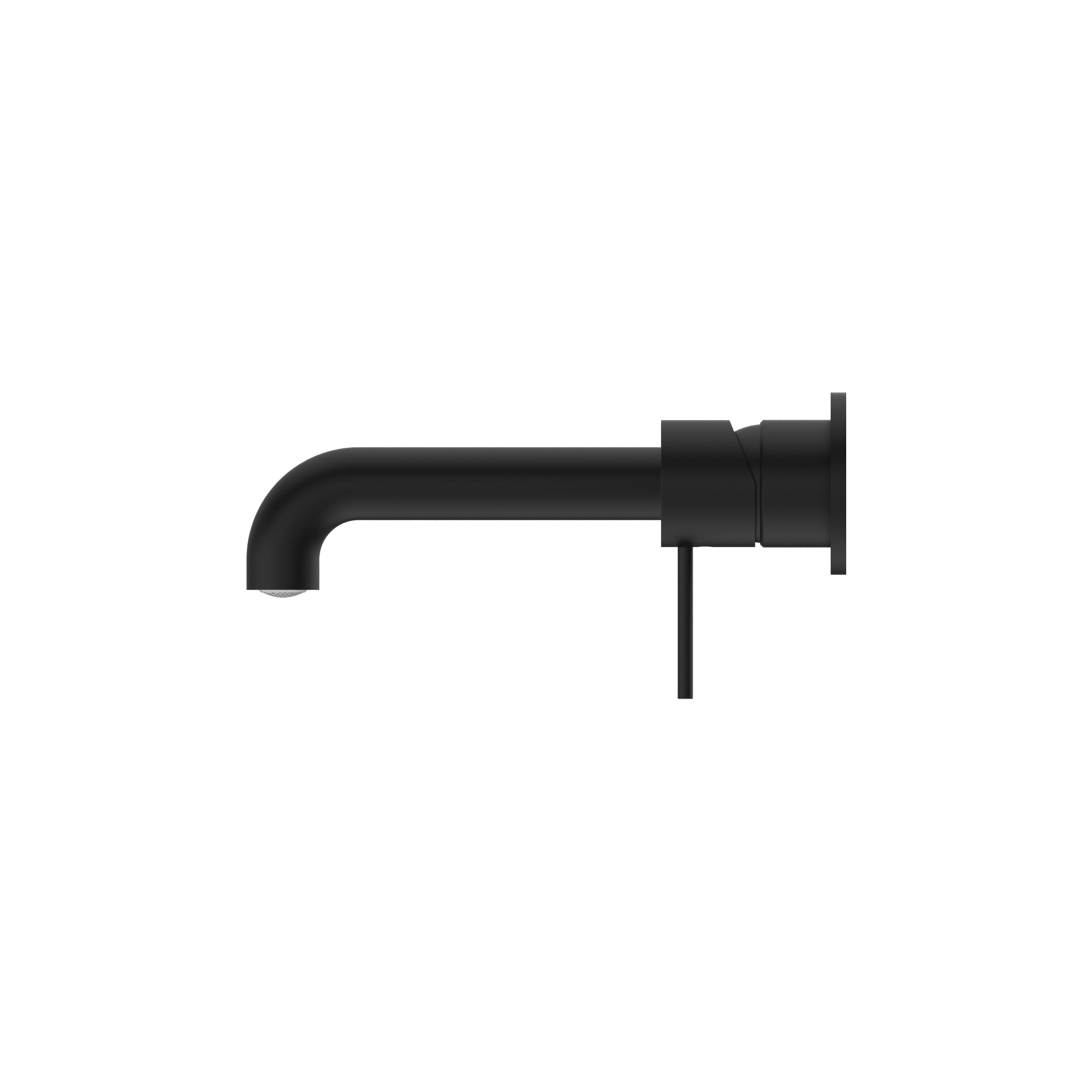 Nero Mecca Wall Basin Mixer Separate Back Plate 185mm Spout Handle Down Matte Black