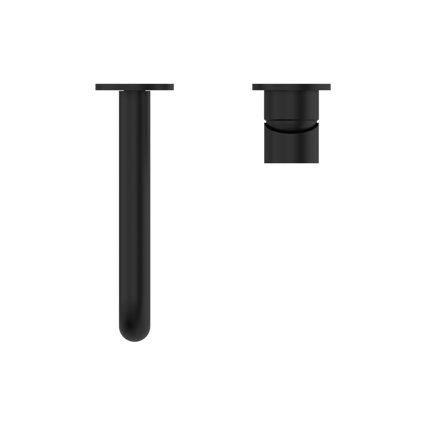 Nero Mecca Wall Basin Mixer Separate Back Plate 185mm Spout Handle Down Matte Black