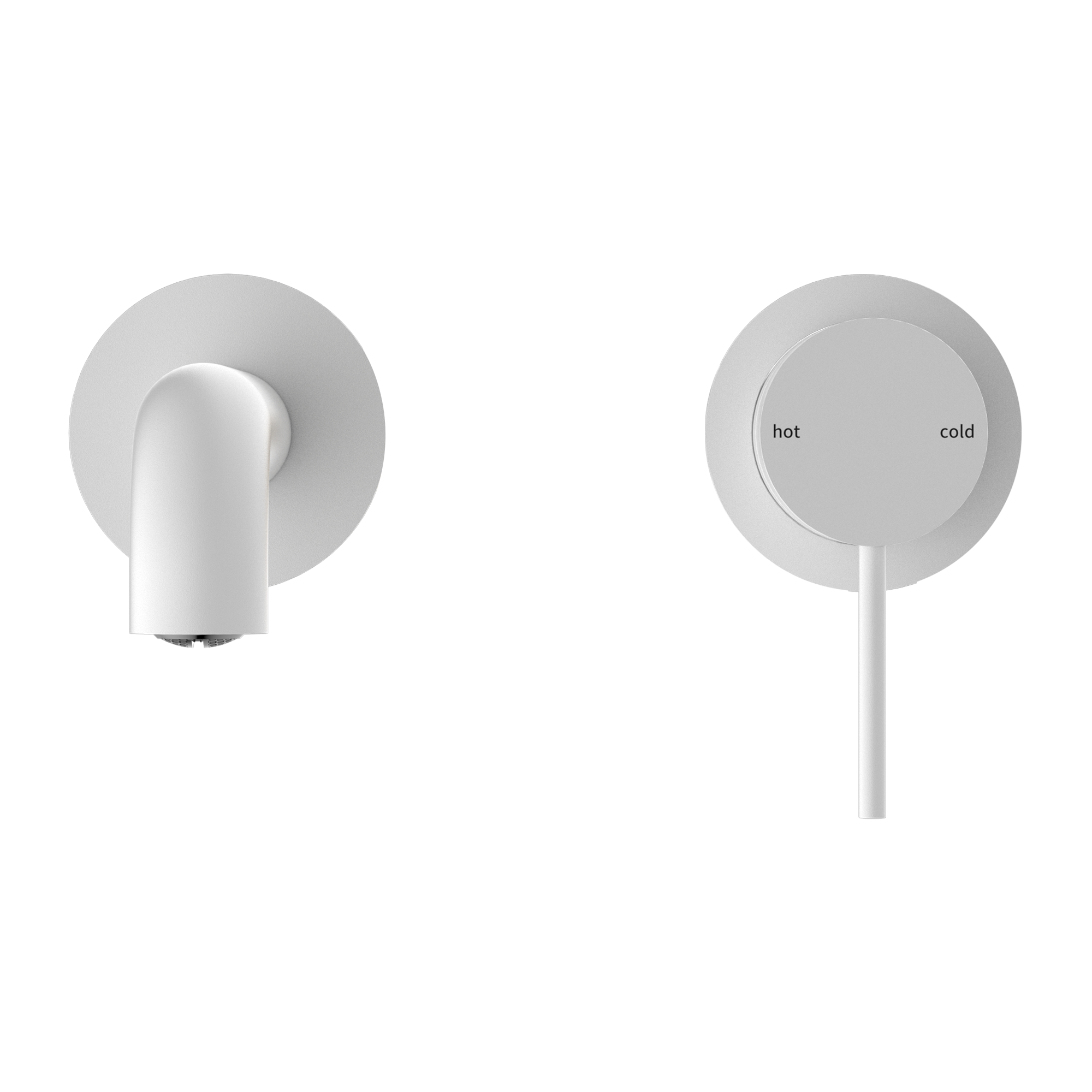 Nero Mecca Wall Basin Mixer Separate Back Plate 185mm Spout Handle Down Matte White