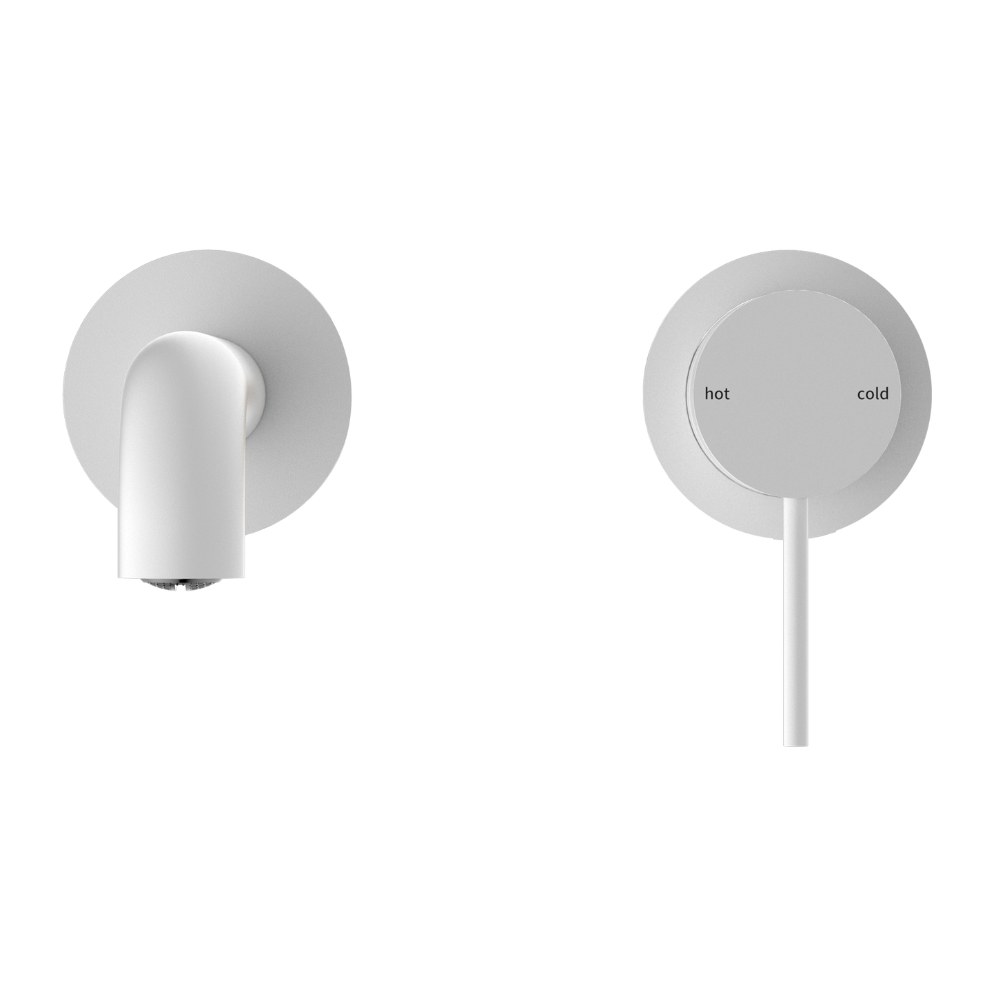 Nero Mecca Wall Basin Mixer Separate Back Plate 185mm Spout Handle Down Matte White