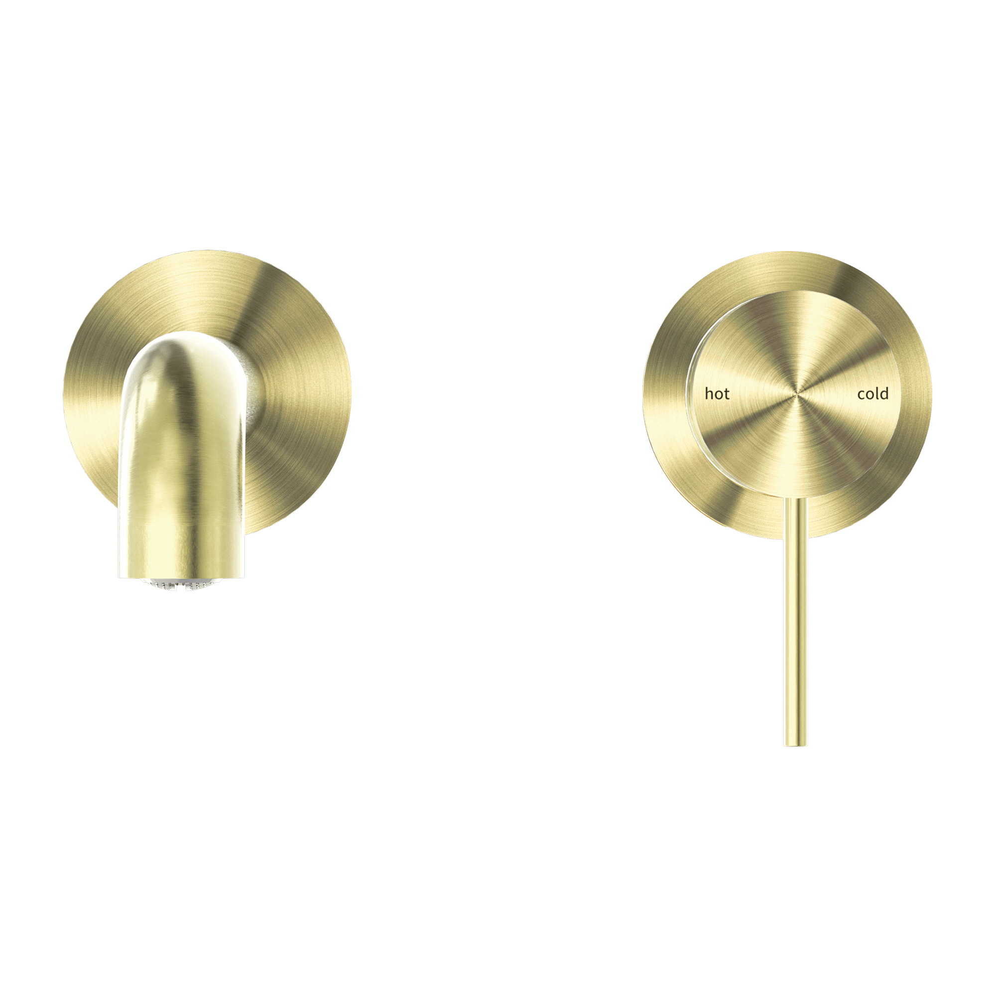 Nero Mecca Wall Basin Mixer Separate Back Plate 185mm Spout Handle Down Brushed Gold