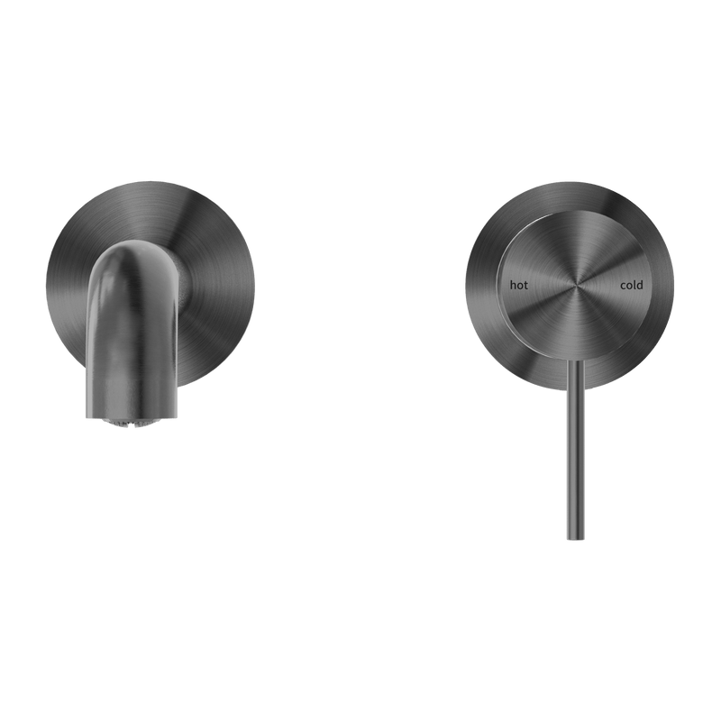 Nero Mecca Wall Basin Mixer Separate Back Plate 185mm Spout Handle Down Gun Metal