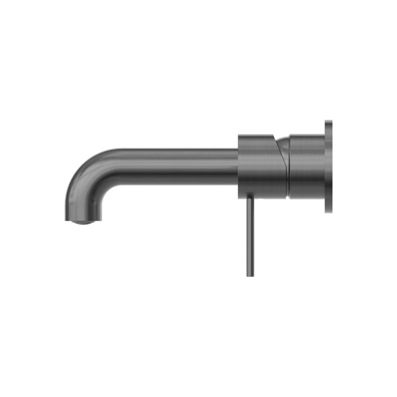 Nero Mecca Wall Basin Mixer Separate Back Plate 185mm Spout Handle Down Gun Metal
