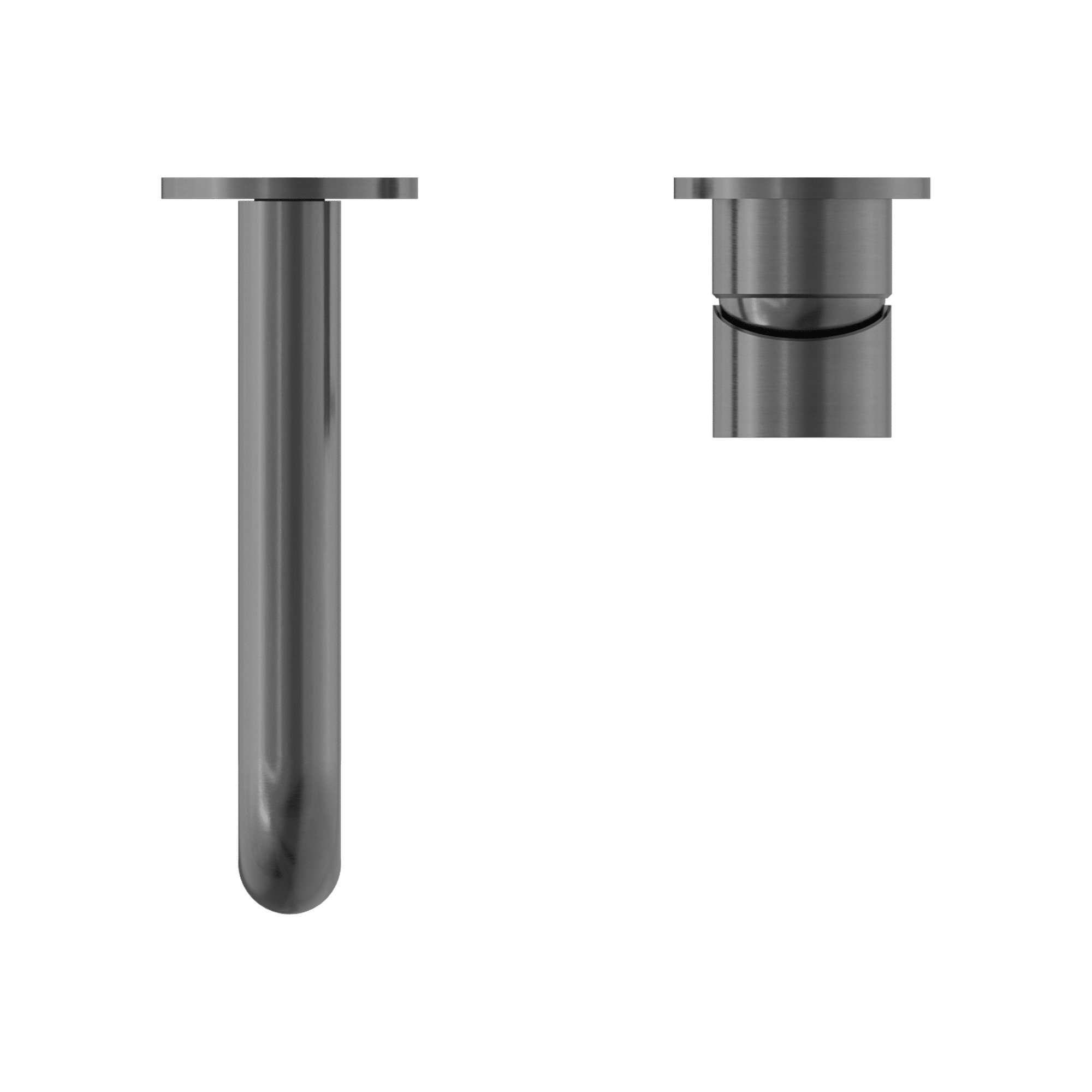 Nero Mecca Wall Basin Mixer Separate Back Plate 185mm Spout Handle Down Gun Metal