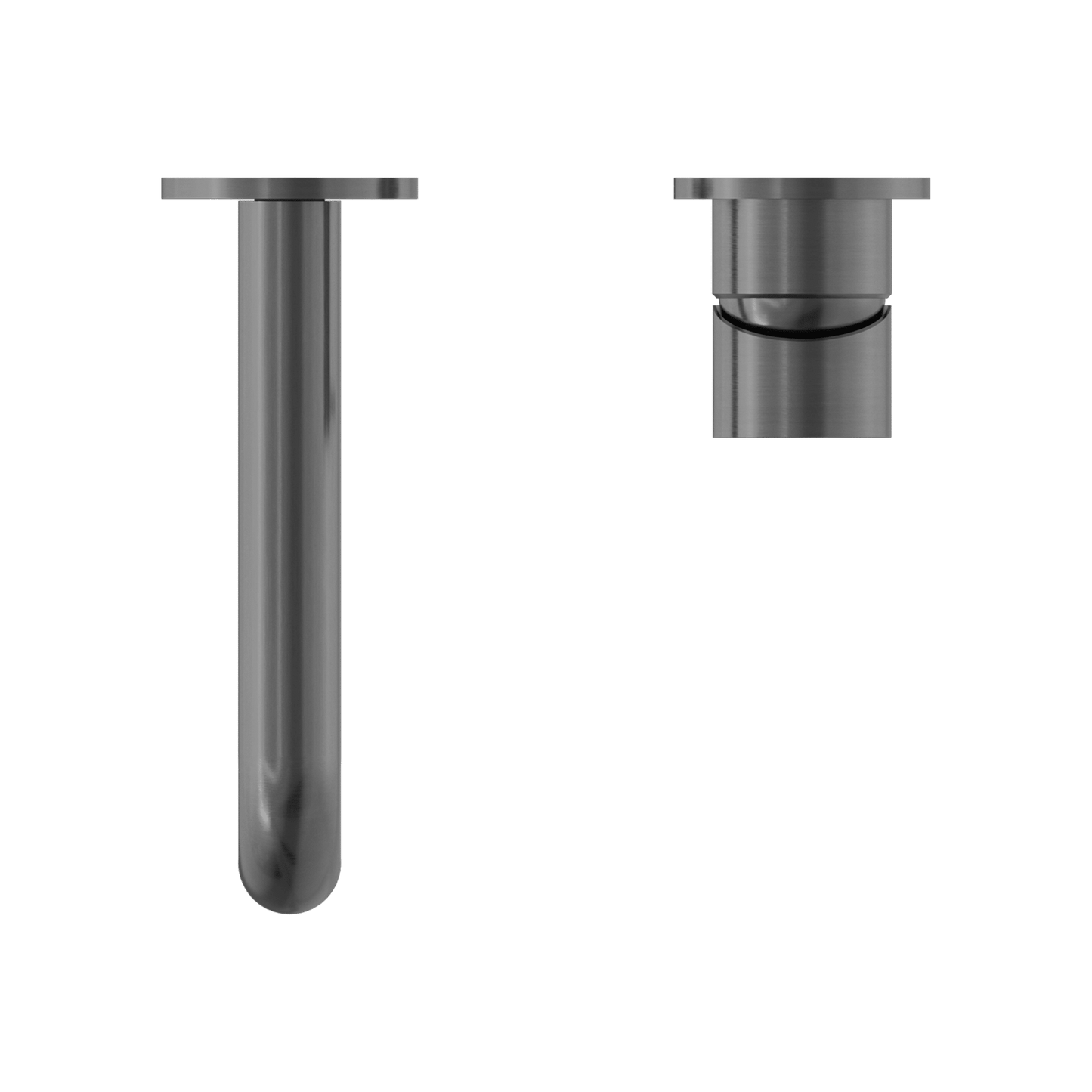 Nero Mecca Wall Basin Mixer Separate Back Plate 185mm Spout Handle Down Gun Metal