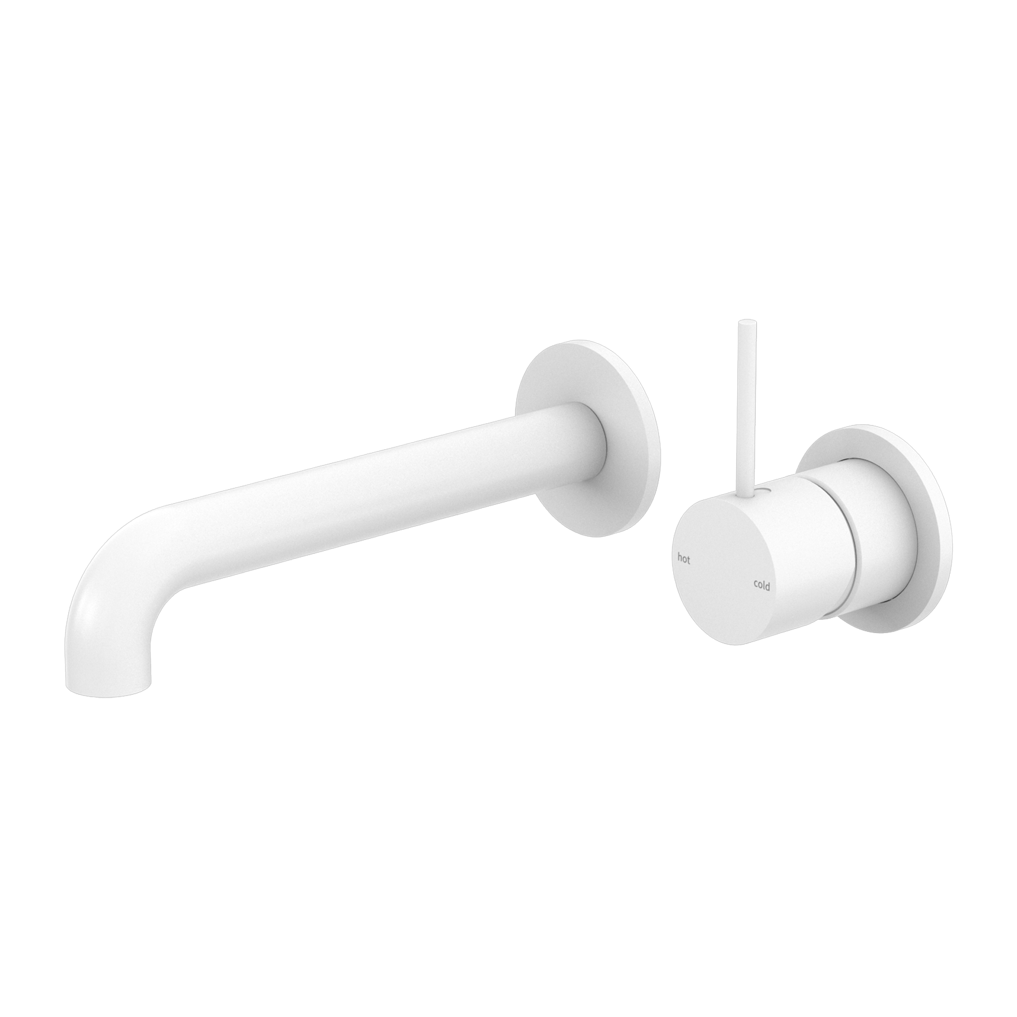 Nero Mecca Wall Basin Mixer with Separate Back Plate 185mm Spout Handle Up Matte White